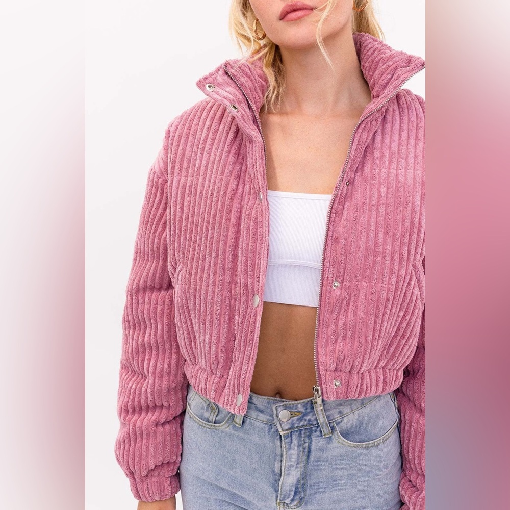 Cropped Corduroy Puffer Jacket - Le Lis - Picture 2 of 5